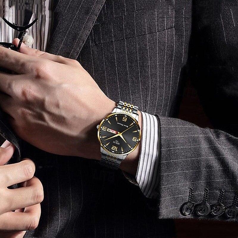 1 Herren Sport Stahlband Uhr Leuchtet Im Dunkeln Kalender Wochenanzeige Licht Luxus All-In-One Legierung Mode Ultra-Dünn Digital Herren Business Uhr 2025 - $20.99 –P11