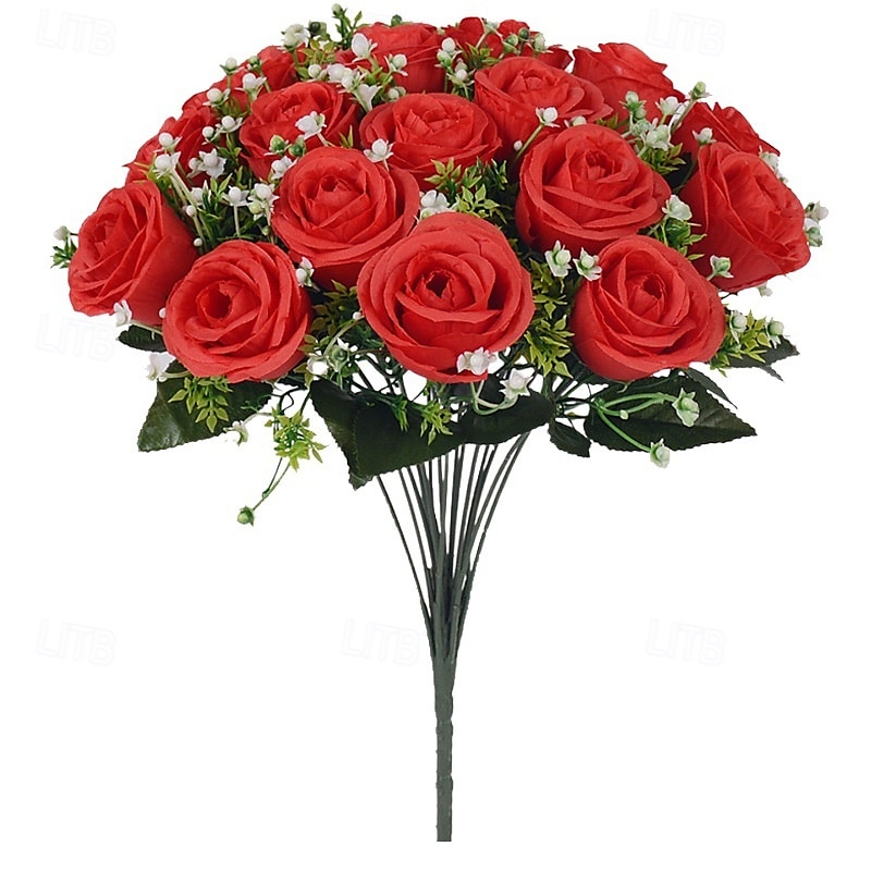 Cadeaux de Noël pour les femmes Maman Elle bouquet de roses artificielles en soie jaune réaliste de 18 pcs - décoration intérieure cadeau pour amis et famille - parfait pour la Saint-Valentin Noël de 2026 ? $18.99 –P4