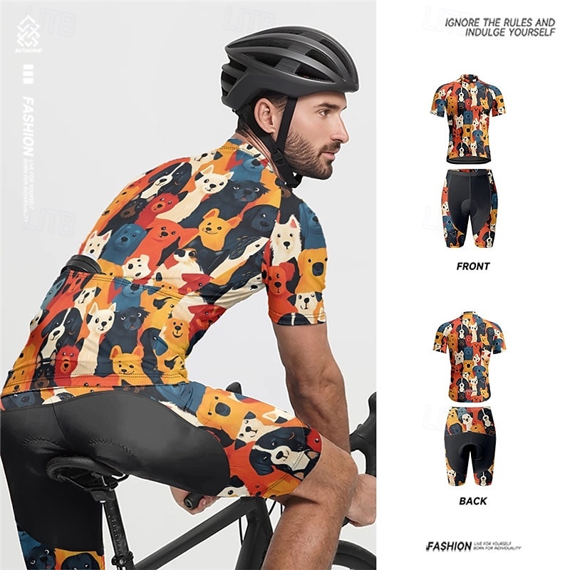 Herren Radtrikot mit Radhose fahrradbekleidung Kurzarm MTB Mountain Rennrad Schwarz Gelb Rote Hund Fahhrad Spandex Sport Hund Bekleidung 2025 - $47.99 –P4