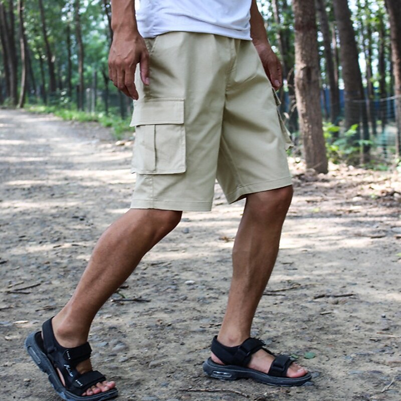 Homens Bermuda Cargo Calção Shorts de verão Shorts de Trilha Com Cordão Cintura elástica Bolso multi Tecido Conforto Vestível Comprimento do joelho Ao ar livre Esporte Diário Moda Casual Preto Azul de 2025 por $21.99 –P4
