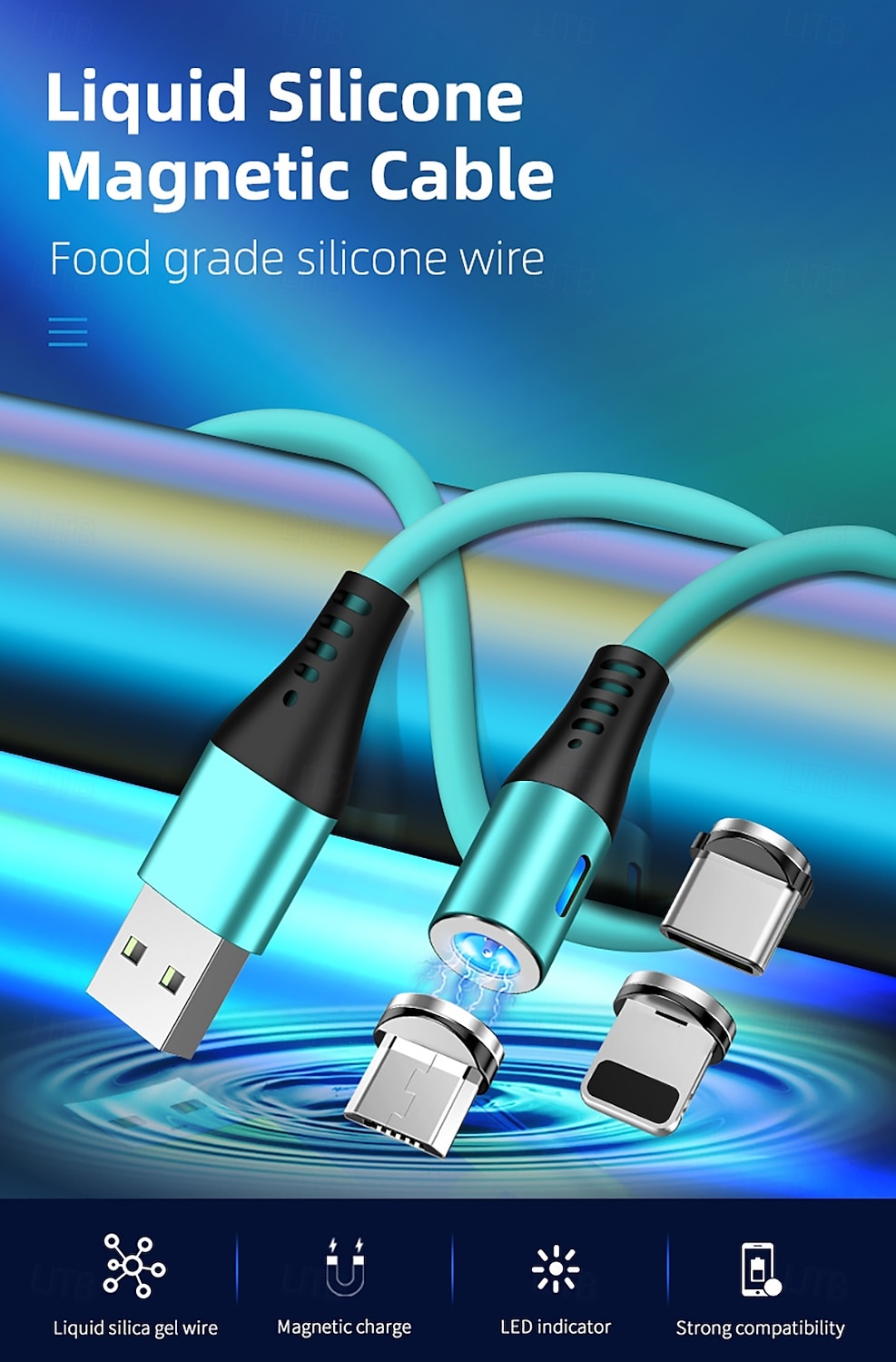 USB C kabel Bleskový kabel Micro USB kabel USB A na Lightning / micro / USB C 2.4 A Nabíjecí kabel Magnetické Tekutý silikagel Pro iPad Samsung Xiaomi Doplňky k mobilu 2025 - $13.99 –P1