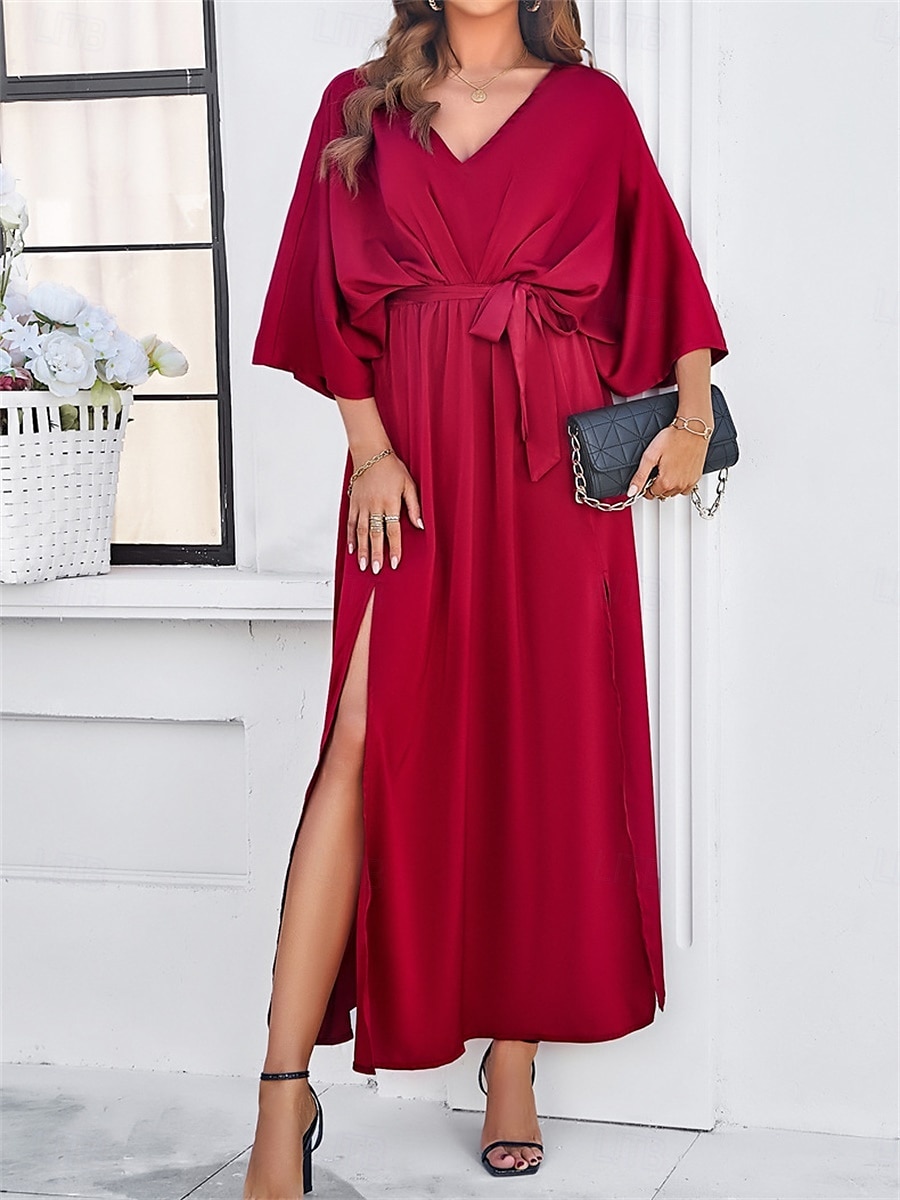 Rochie de absolvire pentru femei rochie maxi rochie de lucru rochie de petrecere casual formal manșon batwing vacanță formală petrecere regular fit grafic manșon scurt gât în V negru șampanie vin 2025 - $41.99 –P14