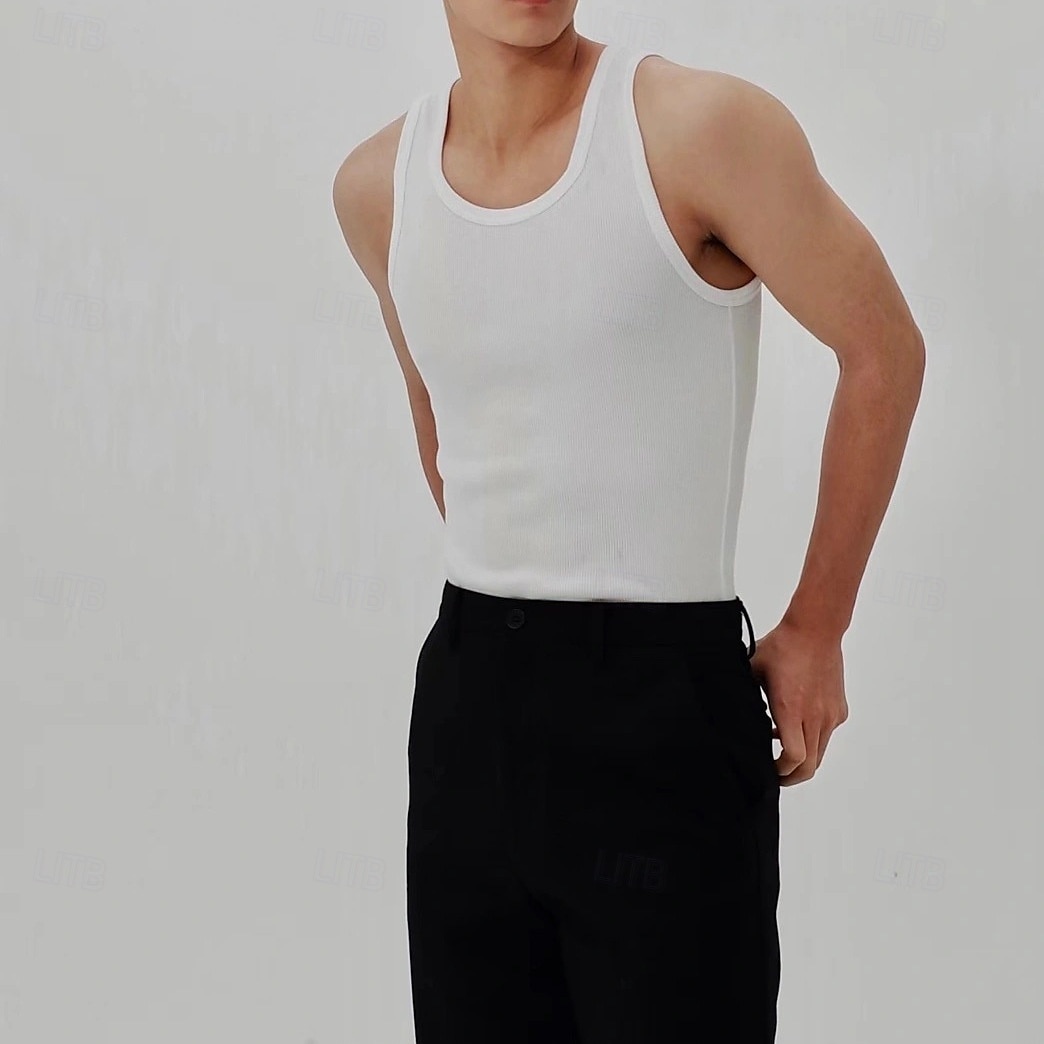 Herr Linne Undertröjor Ärmlös tröja Ärmlös U-hals Vår & sommar Slät Mode Designer Semester Gata Utekväll Svart Vit Grå Topp t-shirt för män 2025 - $11.99 –P1