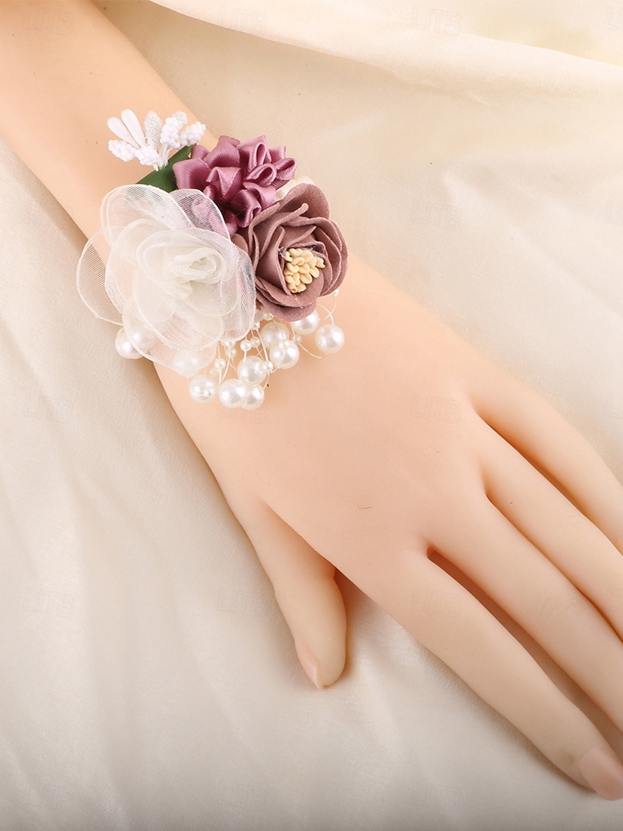 Bröllops handledsblommor handledstoppar bröllop  evenemang  fest tyger blommig stil 2025 - $89.99 –P2