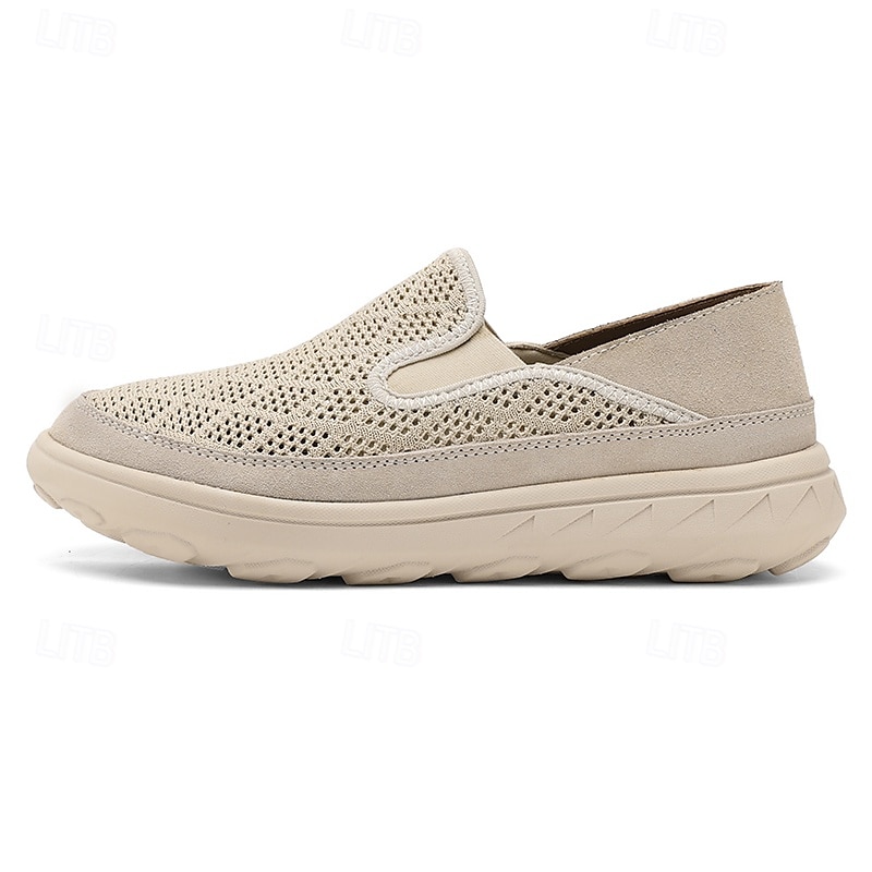 Beige Slip-On-Sneaker für Herren mit atmungsaktivem Mesh-Obermaterial und gepolsterter Sohle für bequemen Freizeitkomfort 2025 - $42.99 –P2