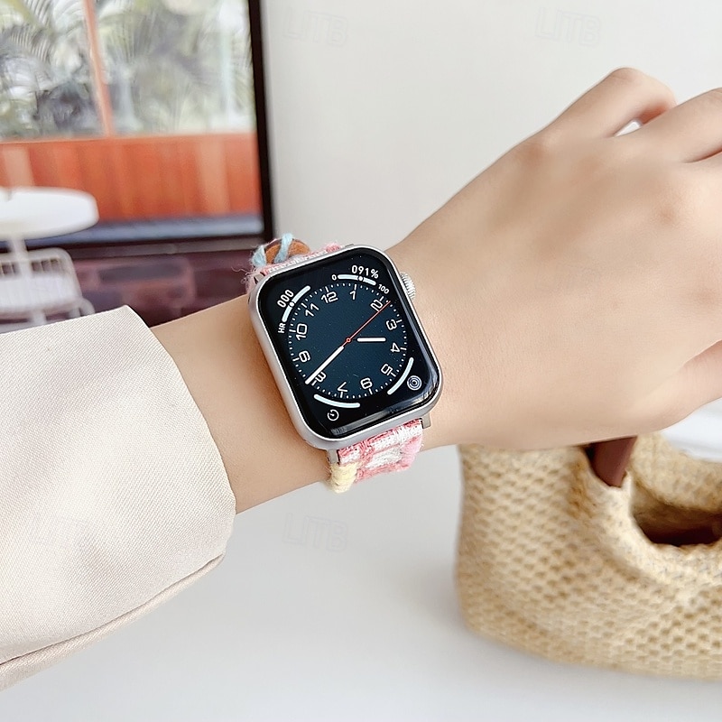 Loop Solo Compatível com Pulseira Apple Watch 38mm 40mm 41mm 42mm 44mm 45mm 49mm Ajustável Tecido pulseira de substituição para iwatch Ultra 2 Series 9 8 7 SE 6 5 4 3 2 1 de 2025 por $11.99 –P2