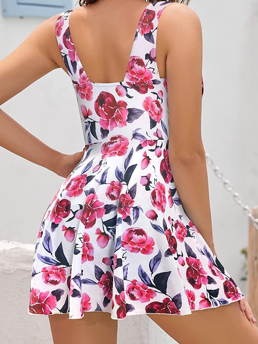 Damen Badeanzug Ein Stück Monokini Bademode Rückenfrei Bauchkontrolle Hohe Taillenlinie Schlank Urlaub Strandbekleidung Blumen Rundhalsausschnitt Ärmellos Badeanzüge 2025 - $32.99 –P2