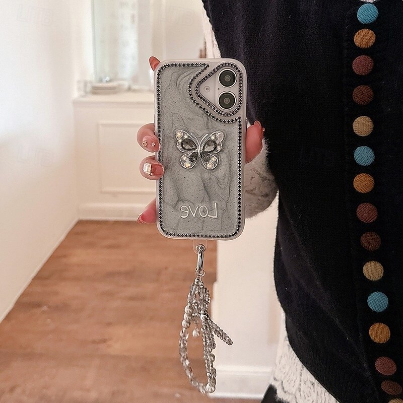 Phone Case For iPhone 16 iPhone 16 Pro iPhone 16 Pro Max iPhone 15 iPhone 15 Pro Max iPhone 14 Pro Max iPhone 13 12 Pro Max Back Cover with Wrist Strap Bling Glitter Shiny Shockproof Retro Silicone 2025 - $19.99 –P8