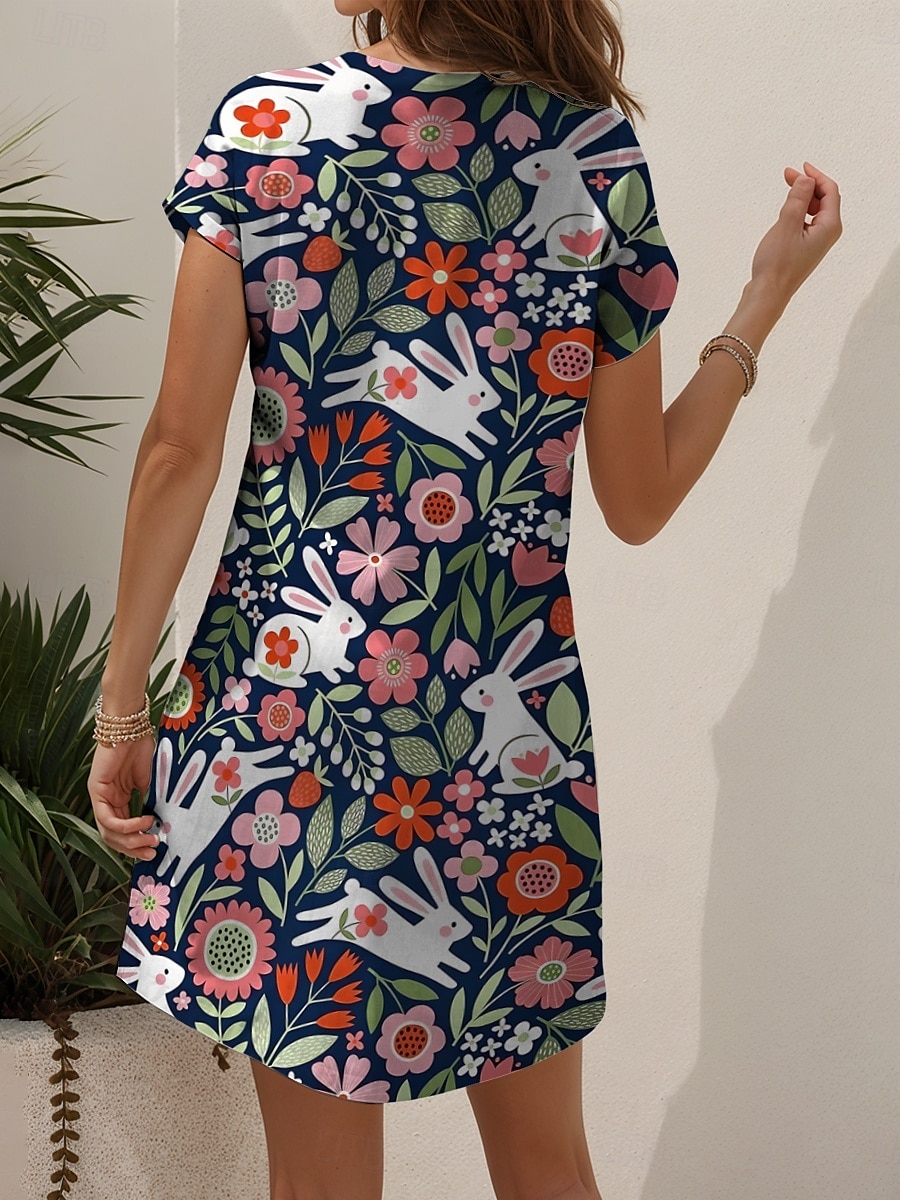 Easter Women's Mini Dress Petite Dress Casual Dress A Line Dress Summer Dress Casual Vacation Daily Regular Fit Floral Graphic Animal Short Sleeve Crew Neck Light Pink Summer Spring 2025 - $22.99 –P2