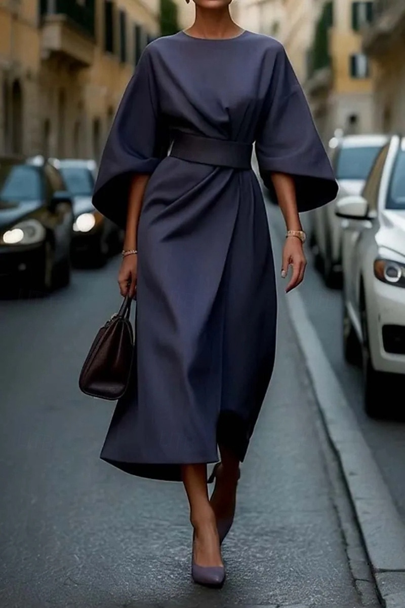 Dámské Dlouhé šaty Maxi šaty Maxi šaty Elegantní šaty Elegantní Netopýří rukávy Běžný Pevná barva 3/4 délka rukávu Tričkový Černá Fialová Fialová Hnědá Podzim 2025 - $29.99 –P7