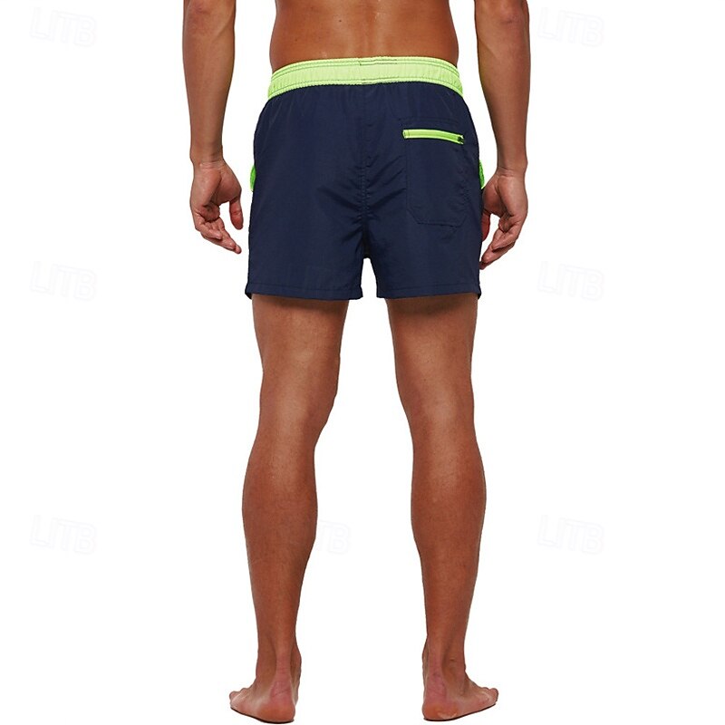 Homens Calção Justo de Natação Shorts de Natação Bermuda de Surf Calças Com Cordão Com bolsos Natação Surfe Praia Esportes Aquáticos Retalhos Cor Sólida Verão Primavera de 2025 por $25.99 –P16