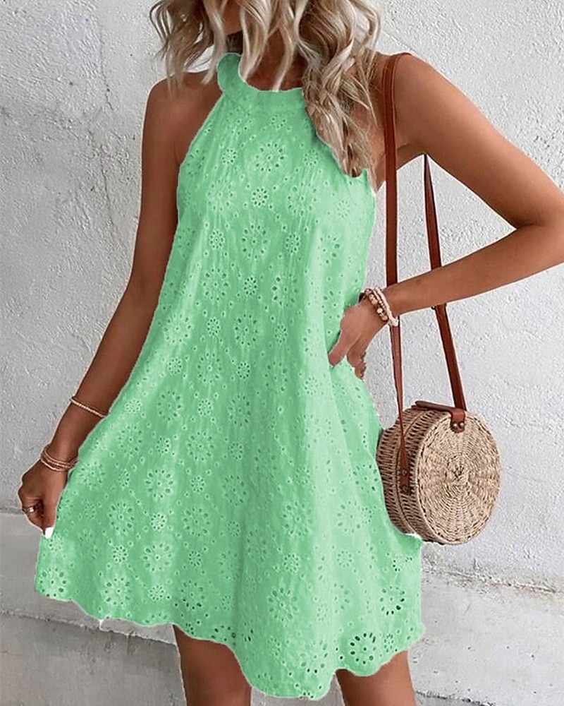 Pentru femei Rochie Mini Rochie albă Rochie casual Rochie decupată Rochie de vară Modă În aer liber Concediu Dată Fit regulat Simplu Fără manșon Gâtul halter Portocaliu Trifoi Bej Vară Primăvară 2025 - $24.99 –P5