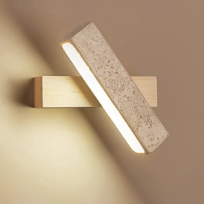 wabi-sabi moderne houten wandlamp met ledstrip wandlamp voor slaapkamer, woonkamer, trap, gang 110-240v 2025 - $82.99 –P4