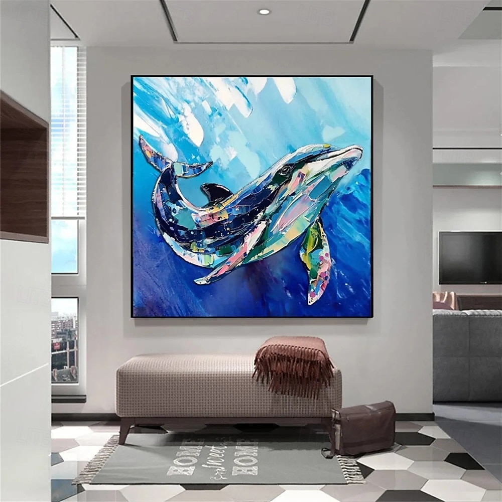peinture abstraite bleue sur toile, peinture de baleine faite à la main, art abstrait extra large, peinture animale, peinture de baleine texturée surdimensionnée, art animalier, grandes peintures de 2025 ? $108.99 –P2