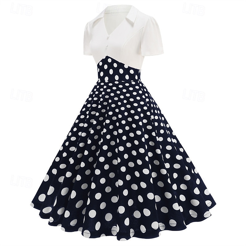 1950s Retro Vintage Rockabilly Knee Length Dress Tea Dress Swing Dress Polka dots Fit & Flare Swing Fancy Dress Women's Christmas Carnival New Year Homecoming Daily Wear Bachelorette Party Adults' 2026 - $32.99 –P13