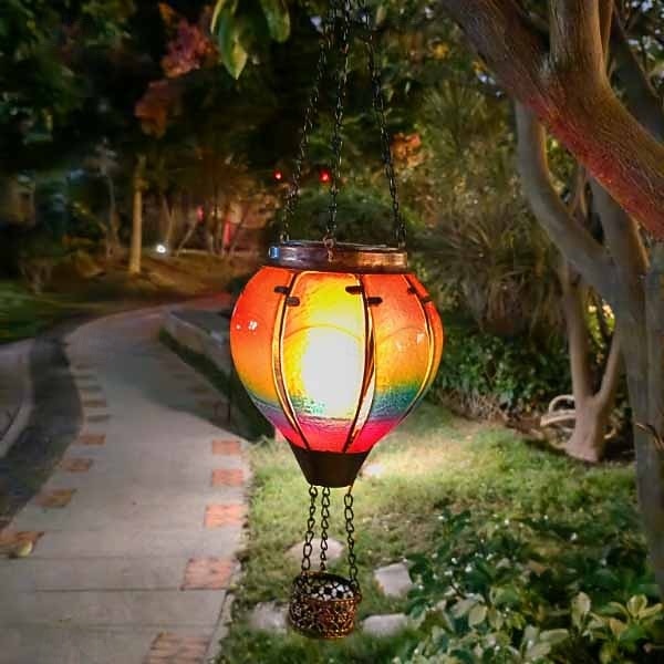 1 lampada a palloncino solare da esterno in ferro con fiamma multicolore sfumata per cortile, giardino, sentiero, prato, matrimonio, festival e atmosfera di festa del 2025 a $34.99 –P8