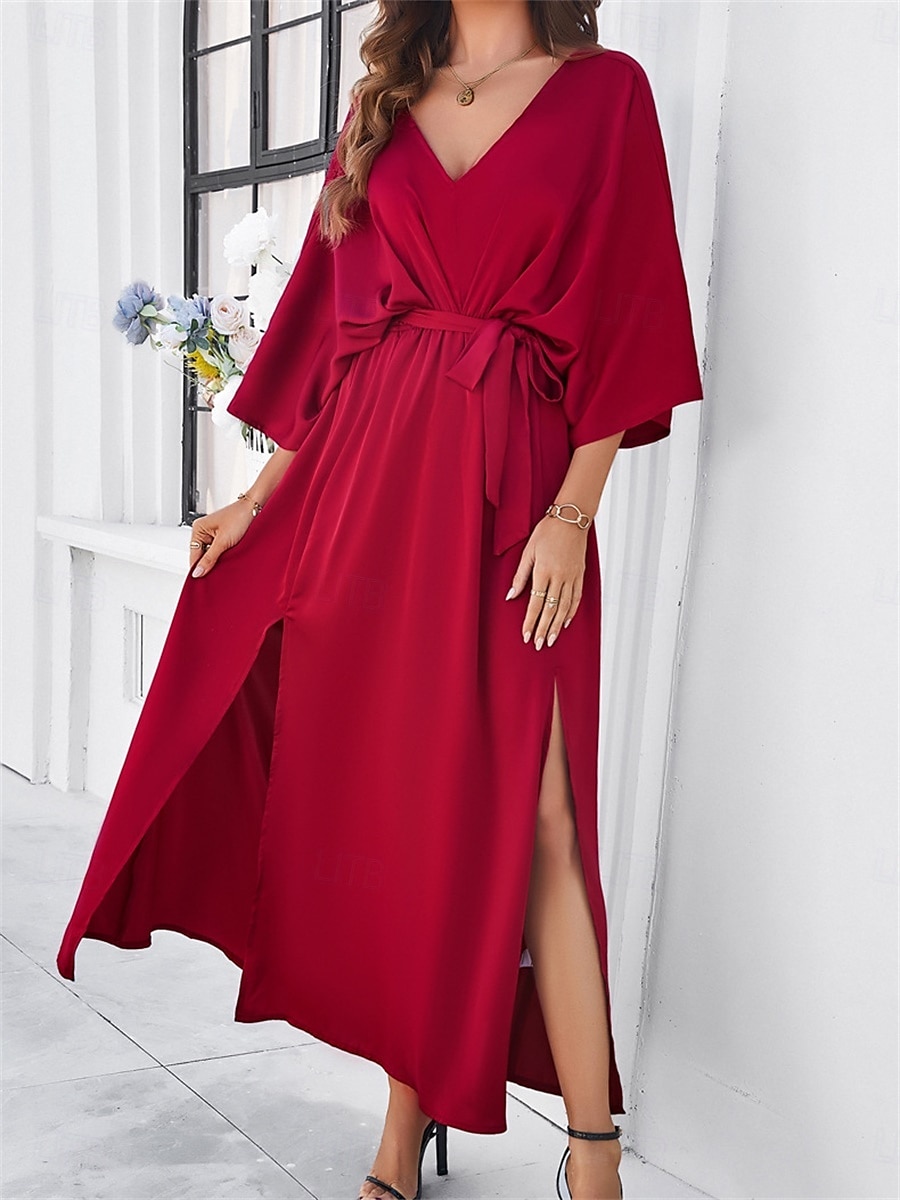 Rochie de absolvire pentru femei rochie maxi rochie de lucru rochie de petrecere casual formal manșon batwing vacanță formală petrecere regular fit grafic manșon scurt gât în V negru șampanie vin 2025 - $41.99 –P16
