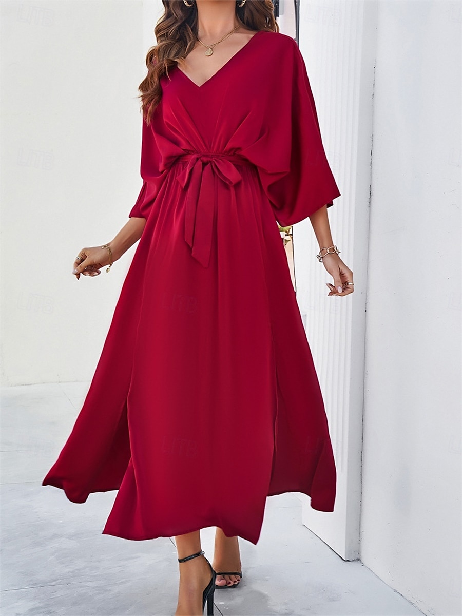 Rochie de absolvire pentru femei rochie maxi rochie de lucru rochie de petrecere casual formal manșon batwing vacanță formală petrecere regular fit grafic manșon scurt gât în V negru șampanie vin 2025 - $41.99 –P17
