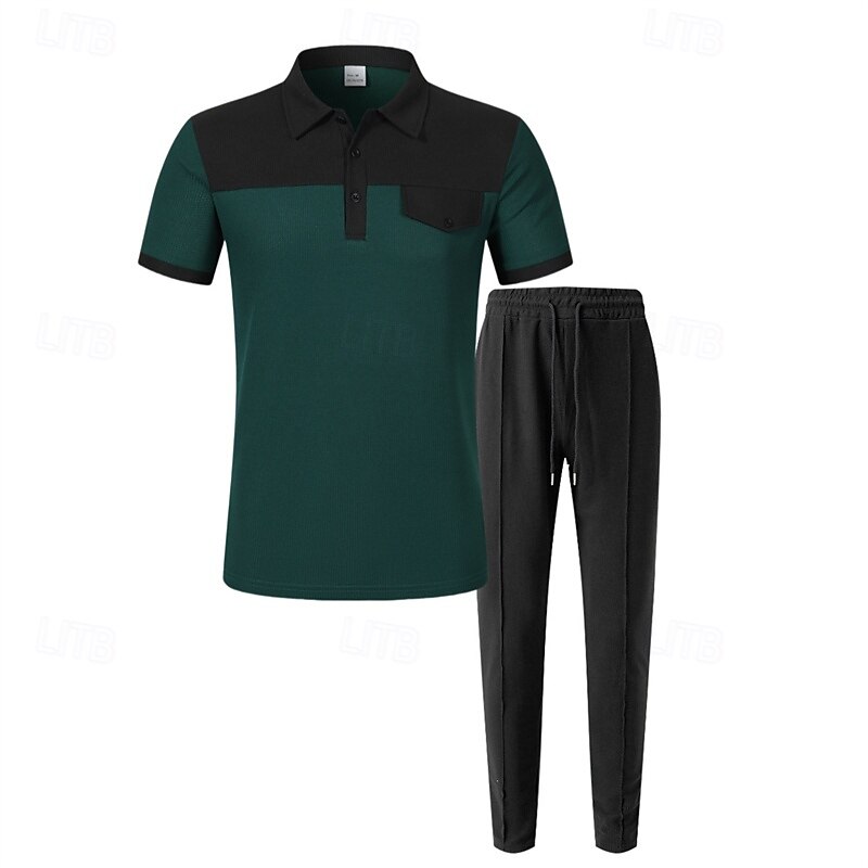 Men's Golf Shirt Golf Polos Shirts Work Casual Lapel Short Sleeve Basic Modern Color Block Patchwork Buttons Summer Spring Regular Fit Wine Green Khaki Gray Golf Shirt 2025 - $31.99 –P8