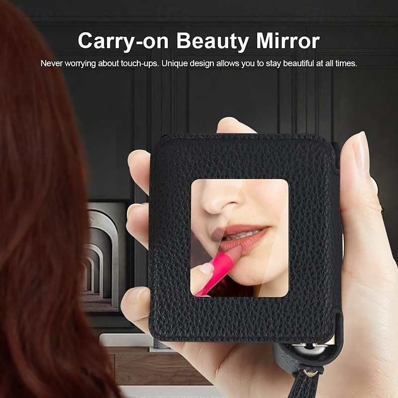 telefoon hoesje Voor Samsung Galaxy Z-flip 6 Z Flip 5 Z Flip 4 Z Flip 3 Achterkant Spiegel Schokbestendig Retro PU-nahka 2025 - $30.99 –P3