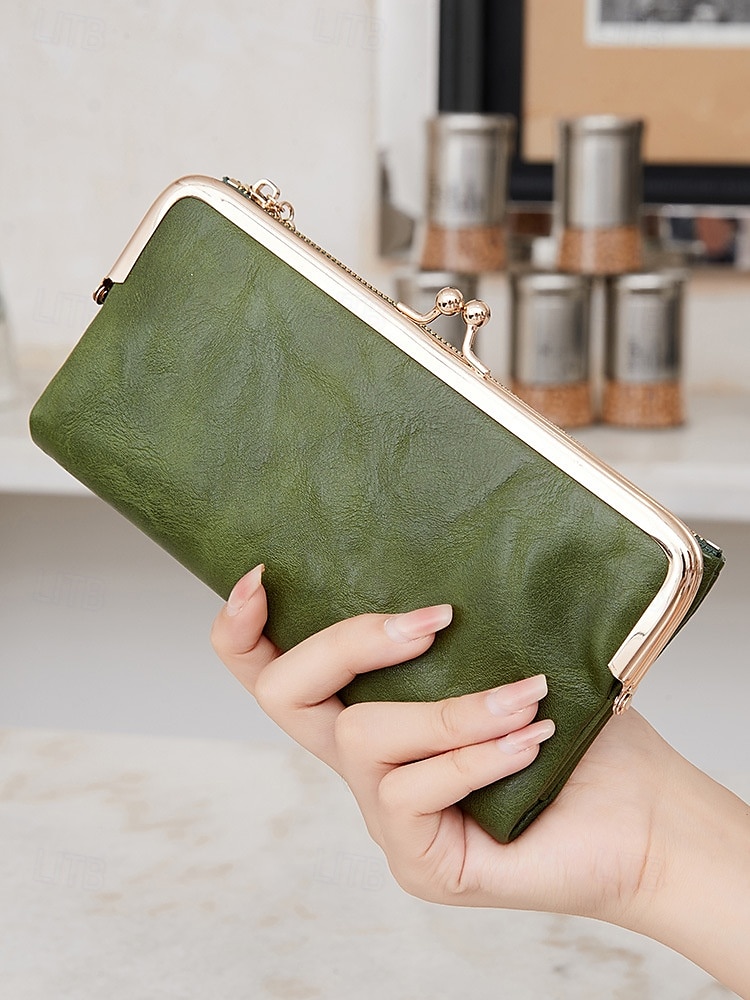 Women's Faux Leather Clip Bag Wallet Phone Case - Card Holder, ID Window, Zipper Closure - Versatile Design for Women - Perfect for Daily Use and Travel Black Pink Red 2025 - $14.99 –P1