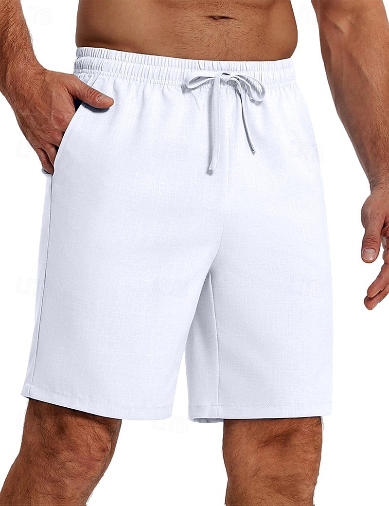 Per uomo Shorts Shorts di Lino Pantaloncini Estivi Shorts da Spiaggia Coulisse Elastico in vita Gamba Dritta Semplice Traspirante Lunghezza al ginocchio Yoga Quotidiano Spiaggia Moda Athleisure Nero del 2026 a $18.99 –P1
