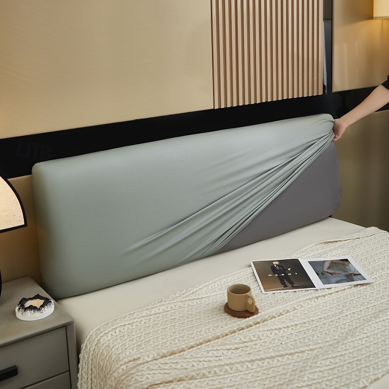 Capa de cabeceira de couro artificial pu à prova d'água, capa elástica para hotel, casa, cama com tudo incluso, proteção contra poeira, cabeceira de 2025 por $30.99 –P16