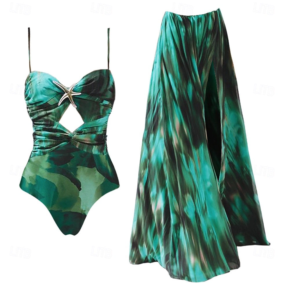 Damen Badeanzug 2 Stück Monokini Rock Bademode Rückenfrei Bauchkontrolle Hohe Taillenlinie Schlank Urlaub Strandbekleidung Farbverlauf V Ausschnitt Ärmellos Badeanzüge 2025 - $83.99 –P11