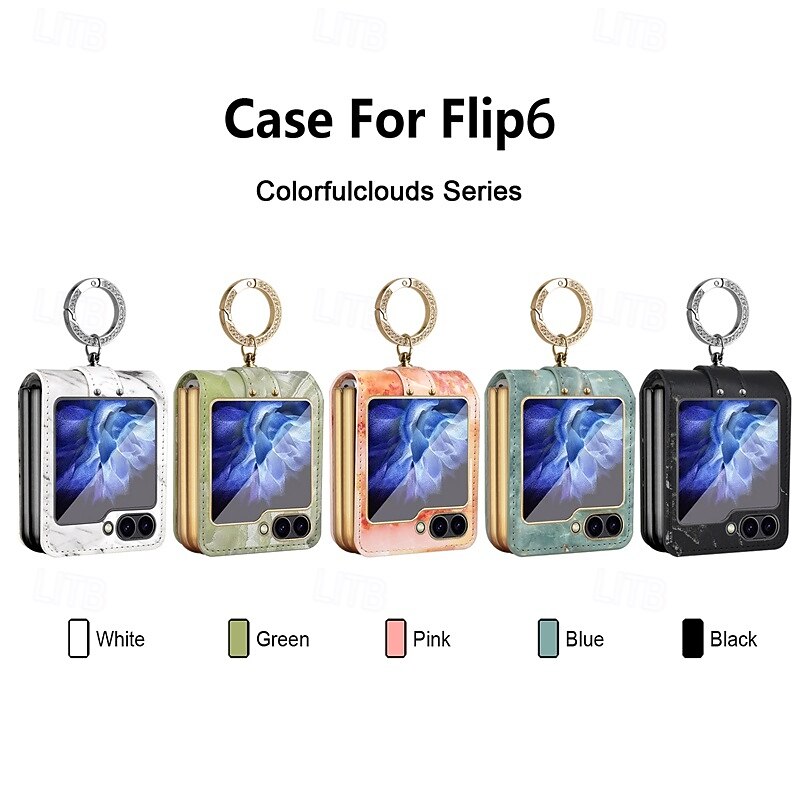 телефон Кейс для Назначение SSamsung Galaxy Z-флип 6 Z Flip 5 Z Flip 4 Z Flip 3 Кейс на заднюю панель Кольца-держатели Защита от удара Ретро Кожа PU 2025 - $25.99 –P1