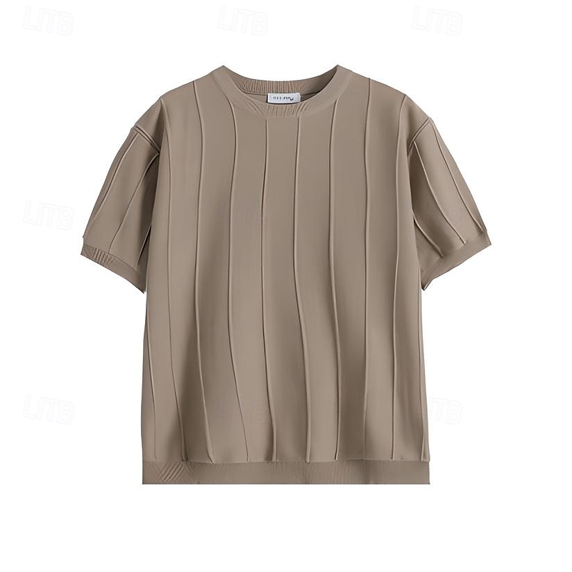 Men's T Shirt Short Sleeve Crew Neck Summer Spring Vertical Stripes Knitwear Elegant Vacation Knitting School Vacation Home Dark Red Black White Top Tee for Men 2025 - $27.99 –P2