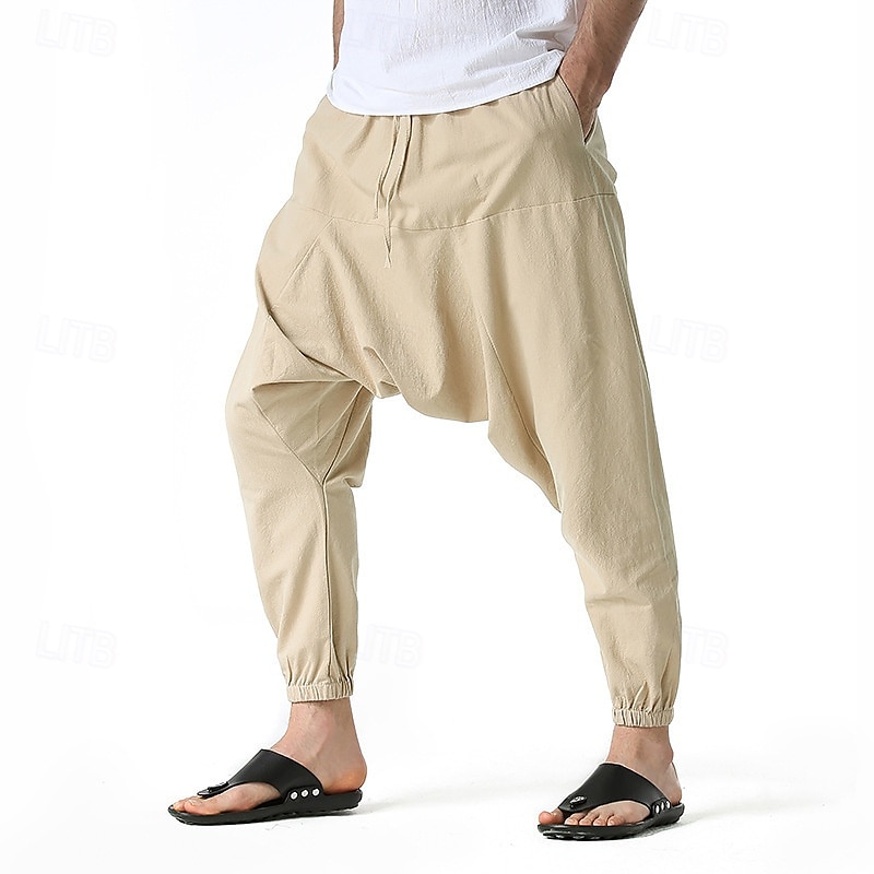 Hombre Persona que practica jogging Pantalones de algodón Pantalones Pantalones de playa Pantalones Harem Bolsillo Correa Cintura elástica Plano Comodidad Transpirable Vacaciones Diario Festivos 2025 - $23.99 –P13