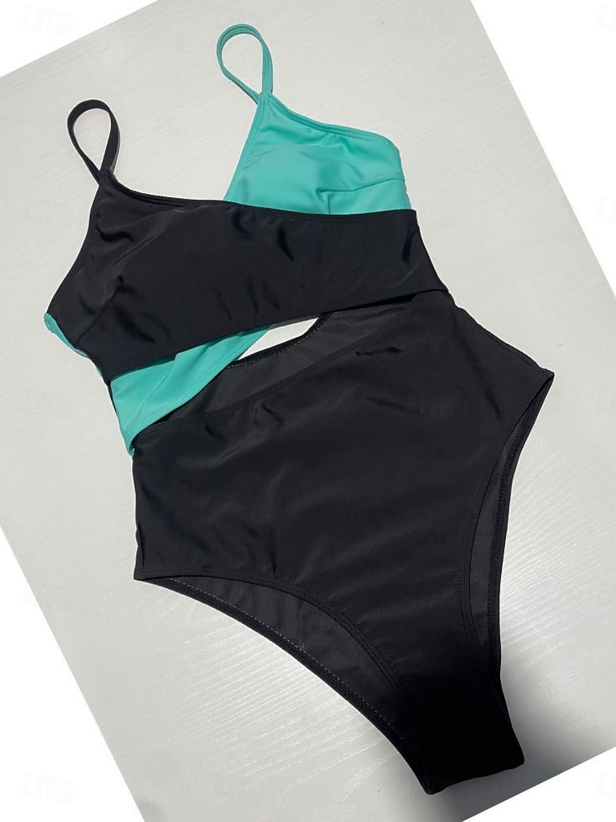 Naisten Uima-asut Yksi kappale Monokini Uimapuku Avoin selkä Vatsatuki Korkea vyötärö Ohut Loma Ranta-asut Yhtenäinen väri V kaula-aukko Hihaton Uimapuvut 2025 - $25.99 –P4