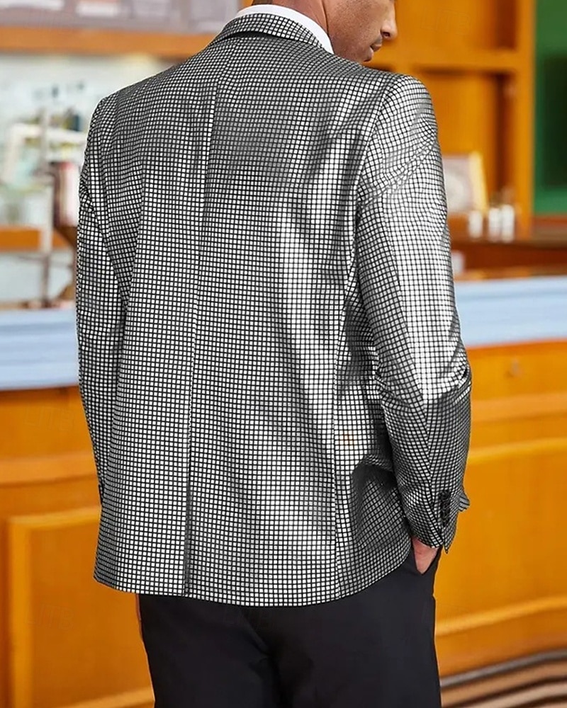 Pánské Blejzr Výkon Podium Svatebnívečírek Vinobraní Módní Jaro Podzim Polyester Pevná barva Kapsy Knoflíky Pohodlné Jednořadé Blejzr Stříbrná Černá Rubínově červená Vodní modrá 2025 - $52.99 –P20