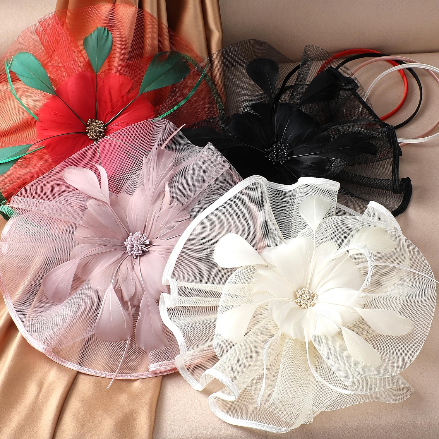 vintage teejuhlahattu - 2025 mesh kentucky fascinators pääpanta kukka höyhen derby hatut naisten tytöille 2025 - $17.99 –P4