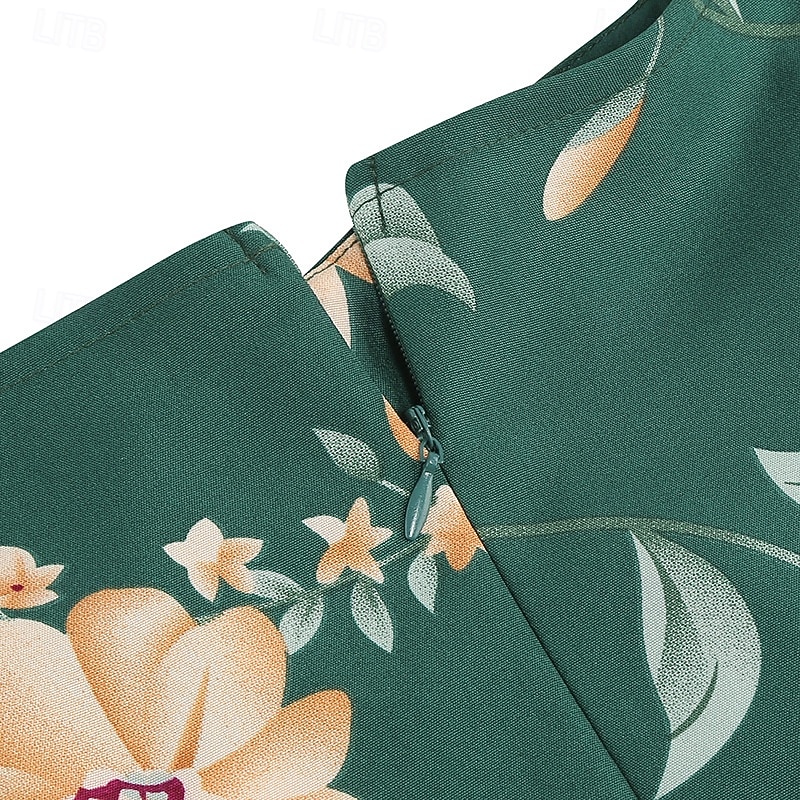 1950s Retro Antiguo Rockabilly Hasta la Rodilla Vestidos Vestido de té Vestido swing Floral Ajustado / Acampanado Columpio Disfraz Mujer Navidad Carnaval Año Nuevo Reunión de Antiguos Alumnos Ropa 2026 - $23.99 –P6