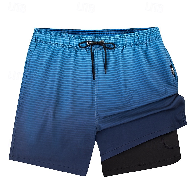 Men's Swim Trunks Swim Shorts Board Shorts Bottoms Drawstring 2 in 1 with Pockets Swimming Surfing Beach Water Sports Printed Summer Spring 2025 - $26.99 –P6