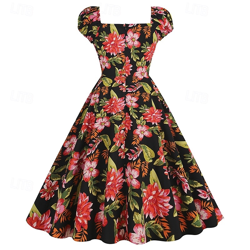 Set 1950s Retro Vintage Rockabilly Tea Length Knee Length Dress Petticoat Tea Dress with Accessories Floral Fit & Flare Swing Fancy Dress Women's Christmas Carnival New Year Revival Tea Party Adults' 2026 - $51.99 –P8