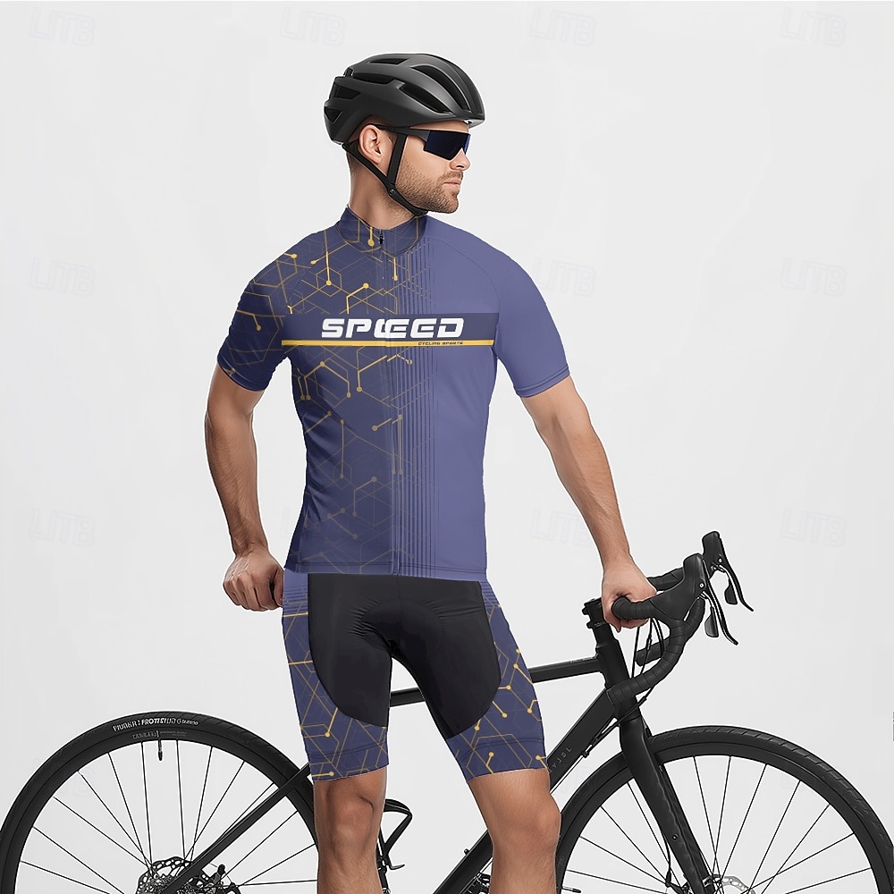 Miesten Pyöräily jersey ja shortsit Lyhythihainen Maastopyöräily Maantiepyöräily Laivaston sininen Pyörä Spandex Urheilu Kirjain ja numero Vaatetus 2025 - $47.99 –P10