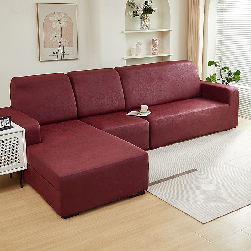 pu skinnsofa sofa pute slipcover vanntett elastisk sofatrekk loveseat sofa møbelbeskytter for stue 2025 - $45.99 –P8