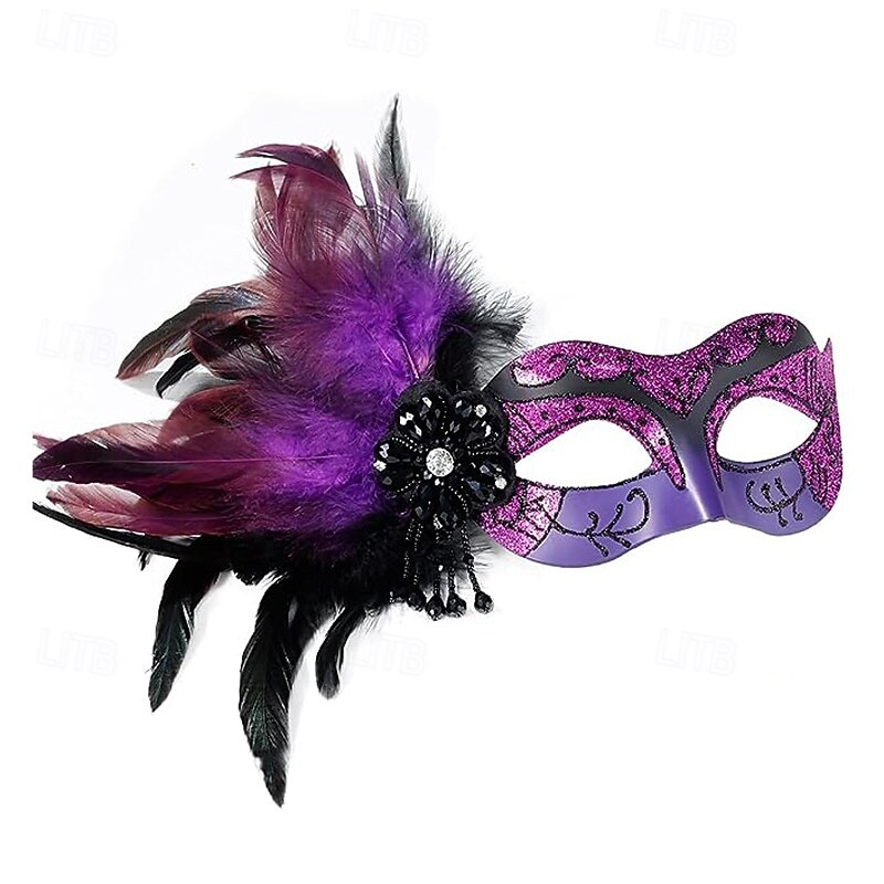 Karnevalsmaske Venezianische Maske Columbina Erwachsene Herren Damen Halbes Gesicht Party Maskerade Karneval von Venedig Karneval Einfaches Karnevalskostüm 2025 - $32.99 –P12