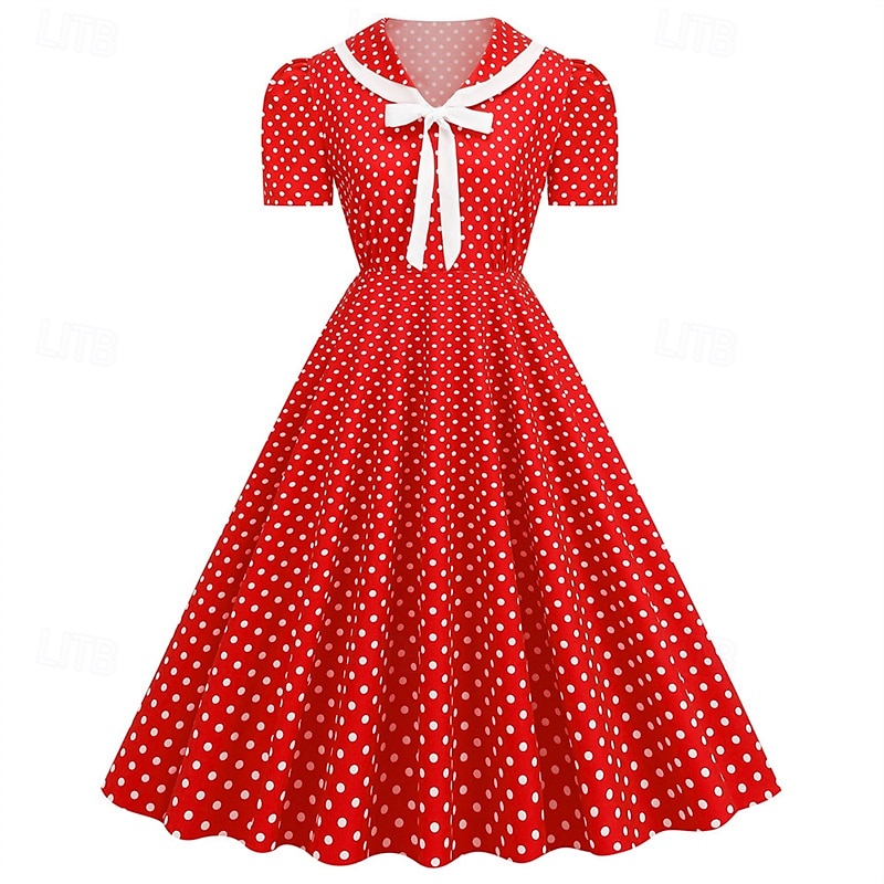 Retro 50. léta Rockabilly Šaty Houpací šaty Maškarní kostým Dámské Karneval Plesová maškaráda Denní nošení loučení se svobodou nevěsty Dospělé Šaty Šaty pro návrat domů 2025 - $23.99 –P7