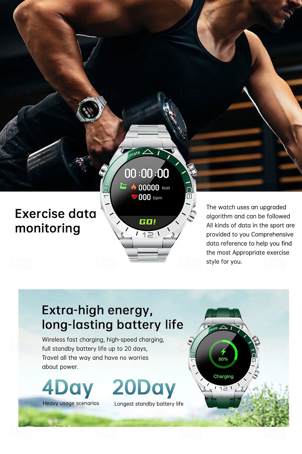 Reloj inteligente de 1 pulgada smartwatch reloj de fitness reloj para correr Bluetooth compatible con Android iOS hombre impermeable manos libres rastreador de pasos caja de reloj de 40mm IP 67 2025 - $67.99 –P10
