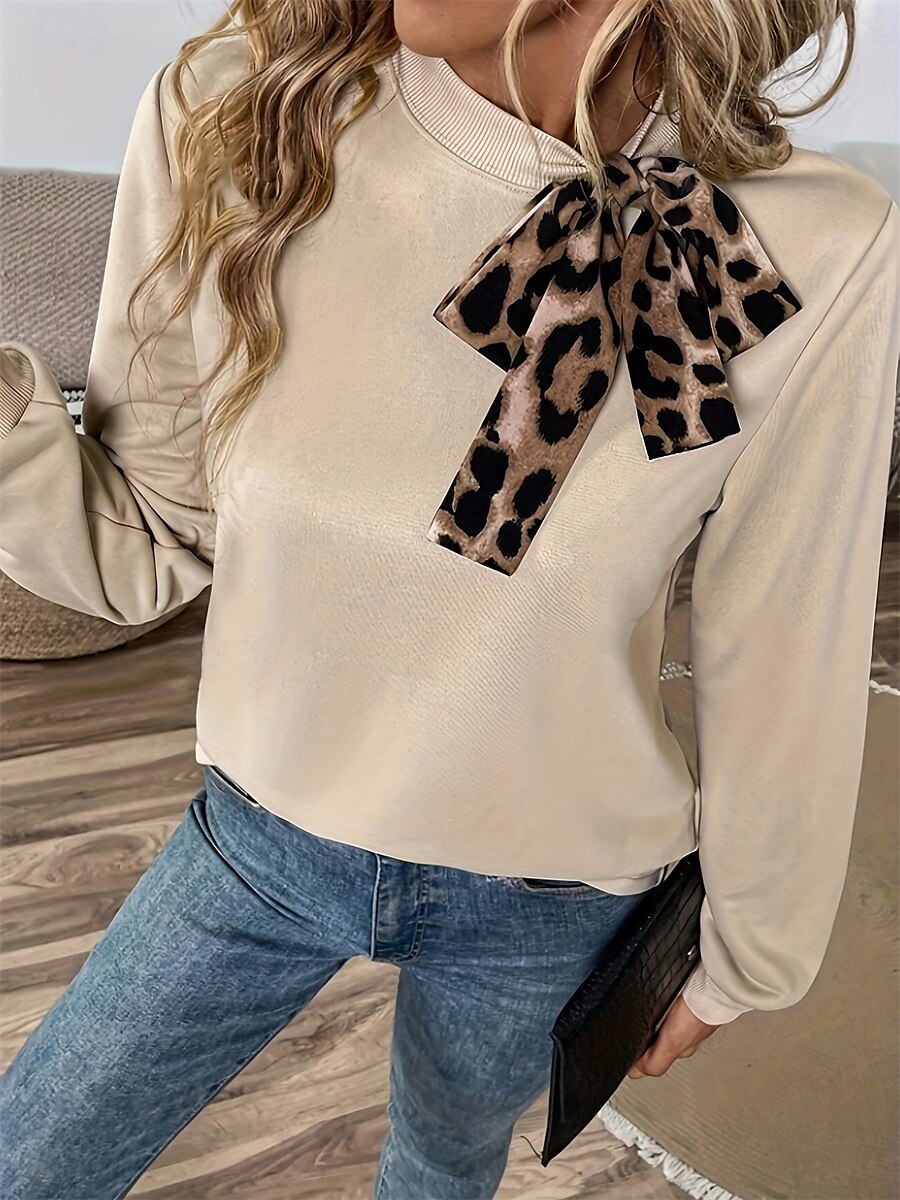 Per donna Blusa Color Block Moda Informale Manica lunga Girocollo Top regolari Ufficio Giornaliero Per eventi Collage Beige Autunno Inverno del 2025 a $29.99 –P4