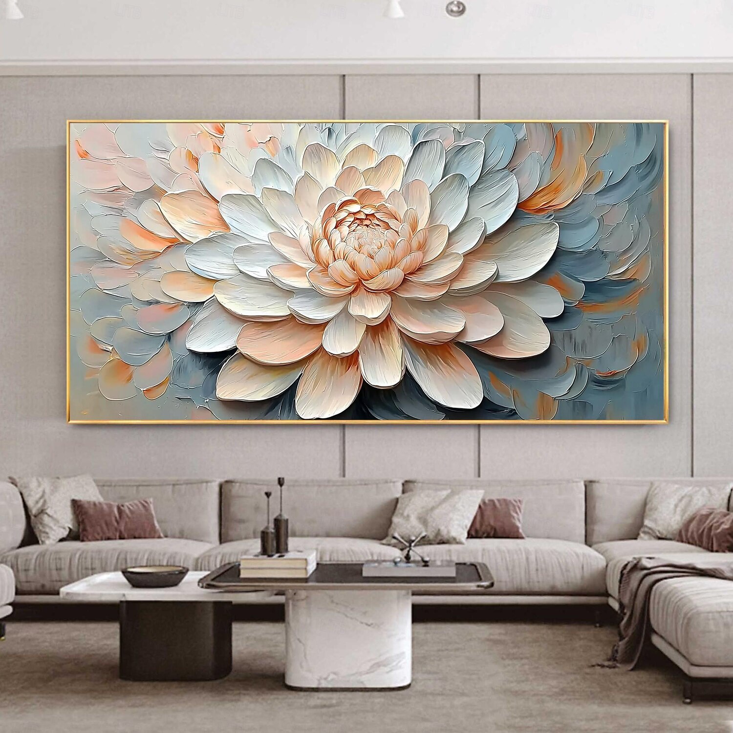 2025年 手作りのオリジナル 3D インパスト テクスチャの花の油絵 キャンバスに描かれた抽象的な咲く花の壁アート 家の装飾用 枠付き/内枠なしの絵画  コレクション – $150.99 –P4