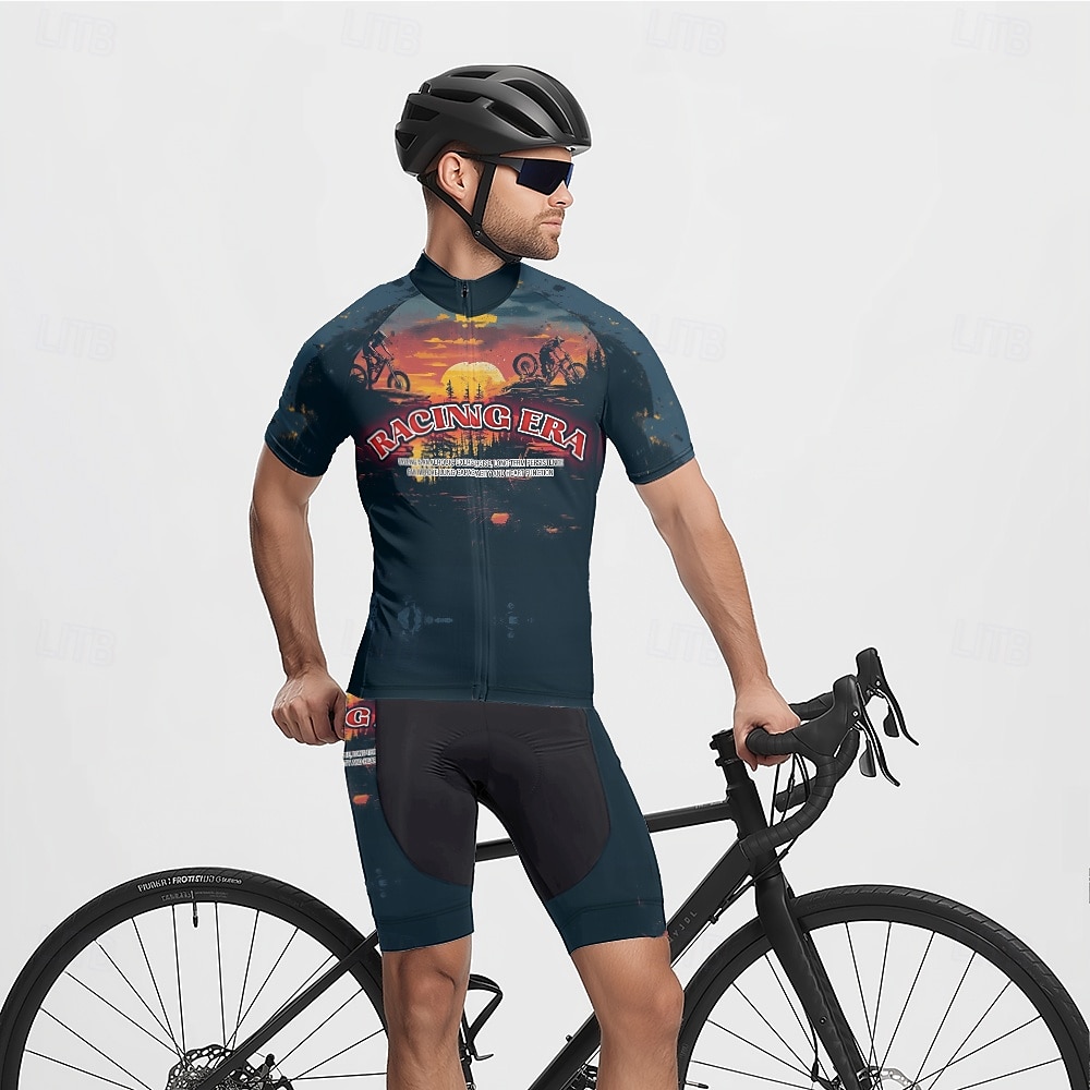 Men's Cycling Jersey Gradient Letter & Number Short Sleeve Bike Tee Tshirt Jersey with 3 Rear Pockets Mountain Bike MTB Quick Dry Anatomic Design Wicking Breathable Sports Yellow Blue Fuchsia 2026 - $25.99 –P14