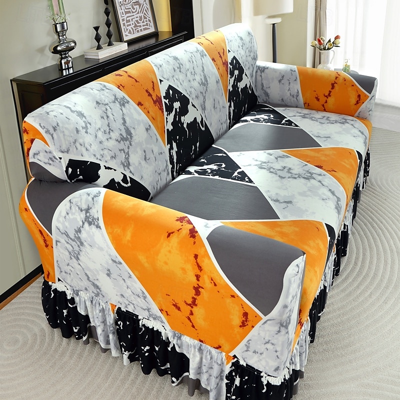 1 Pc Stretch Sofa Slipcover Sofa Cover With Skirt Printed Couch Cover Furniture Protector for Bedroom Living Room Home Decor 2025 - $41.99 –P8