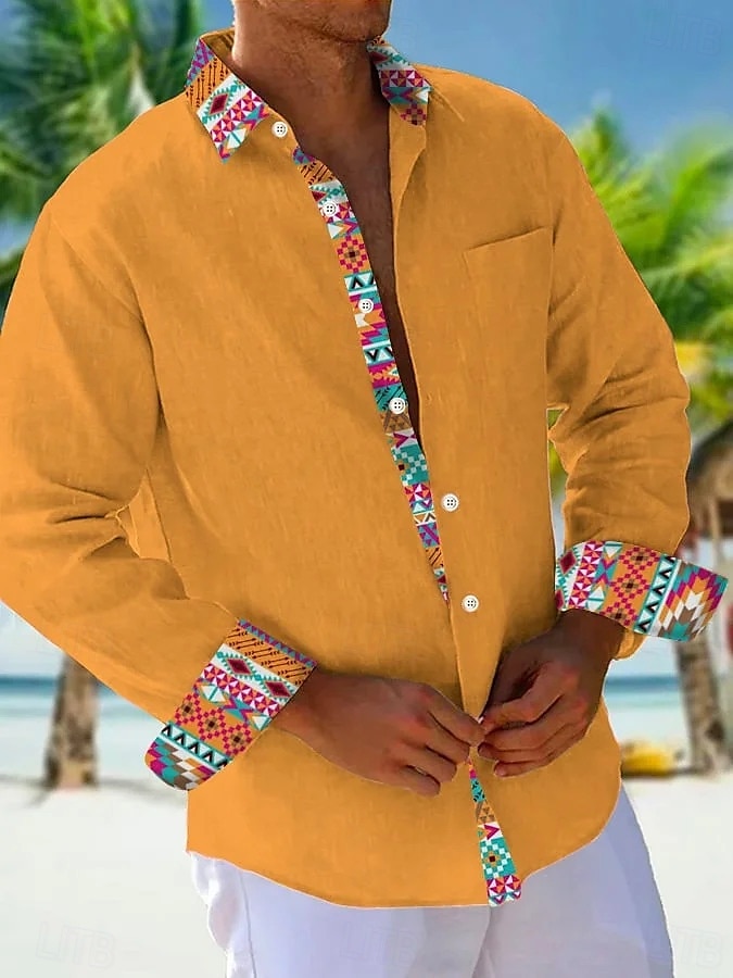 Per uomo Camicia Camicia Estiva Camicia casual Camicia da Spiaggia Camicia con Bottoni Arancione Kaki Beige Grigio Manica Lunga Semplice Motivo Bavero Vacanza Camicia hawaiana Bottonato Abbigliamento del 2025 a $25.99 –P4