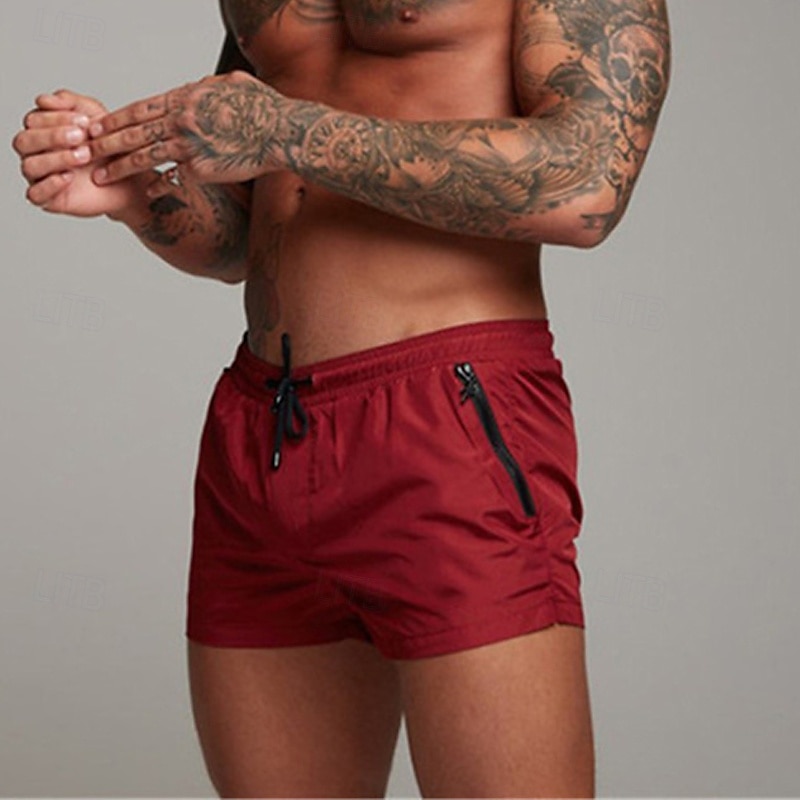 Homens Calção Justo de Natação Shorts de Natação Bermuda de Surf Calças Com Cordão Com bolsos Natação Surfe Praia Esportes Aquáticos Cor Sólida Verão Primavera de 2025 por $16.99 –P14