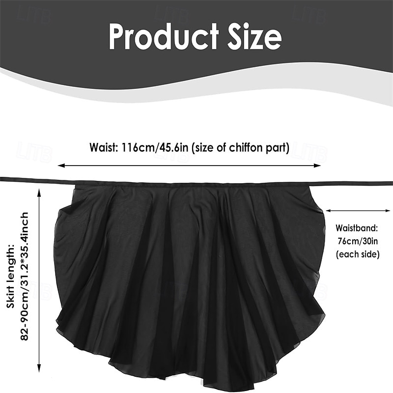 Women's Ballet Wrap Dress Chiffon Dance Wrap Skirt with Adjustable Waist Tie Gymnastics and Ballet Dance Skirts for Women Black Dancewear 2026 - $36.99 –P6