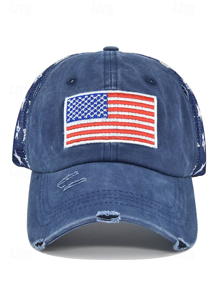 șapcă de baseball cu steag american de epocă – pălărie unisex reglabilă cu spate din plasă înstelată, stil casual în aer liber pentru activitățile de vară 2025 - $11.99 –P3